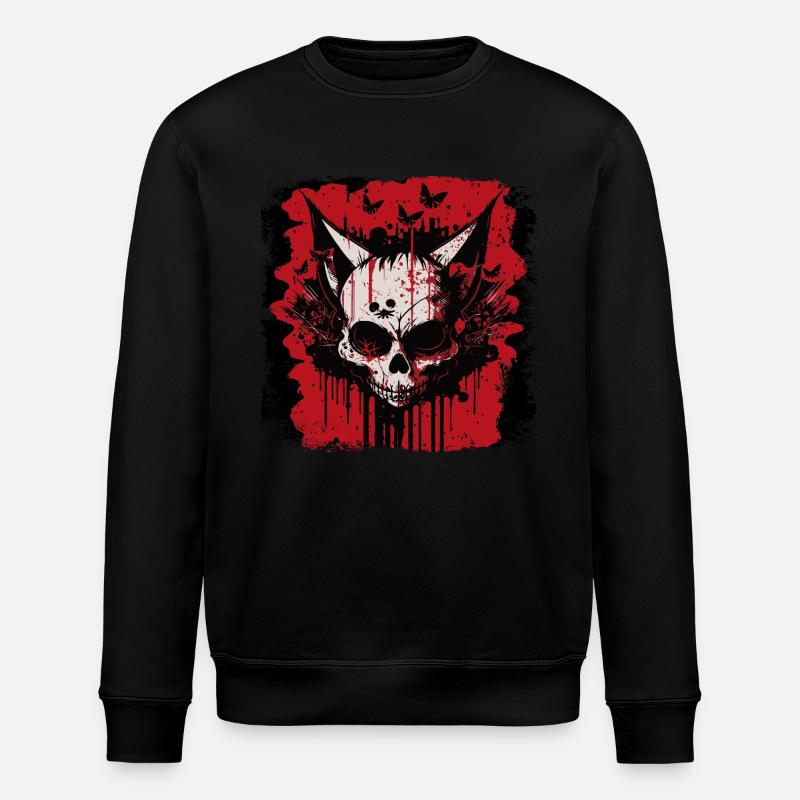 Crâne de chat zombie - Sweat bio ROLLER Stanley/Stella Unisexe - noir