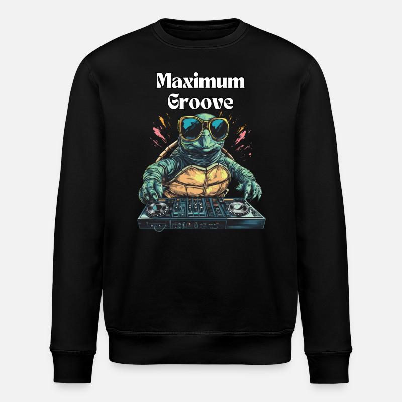 Maximum Groove - Cool DJ turtle - Stanley/Stella ROLLER Unisex Organic Sweatshirt - black