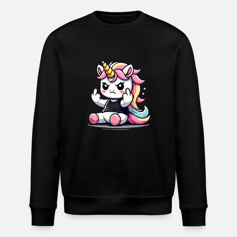 Rebellisches Einhorn flippt ab - Stanley/Stella Unisex Bio-Sweatshirt ROLLER - Schwarz