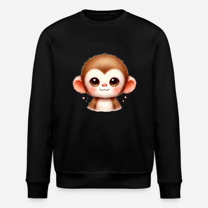 Mignon bébé singe aquarelle Art - Sweat bio ROLLER Stanley/Stella Unisexe - noir