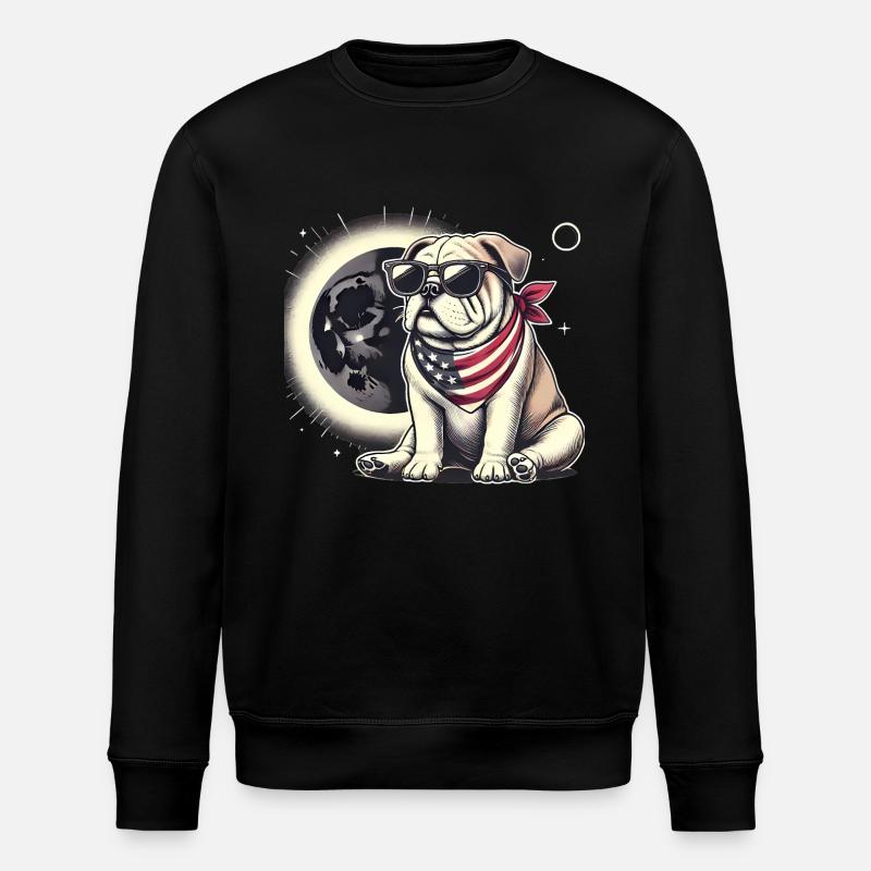 Patriotic Bulldog Solar Eclipse - Stanley/Stella ROLLER Unisex Organic Sweatshirt - black