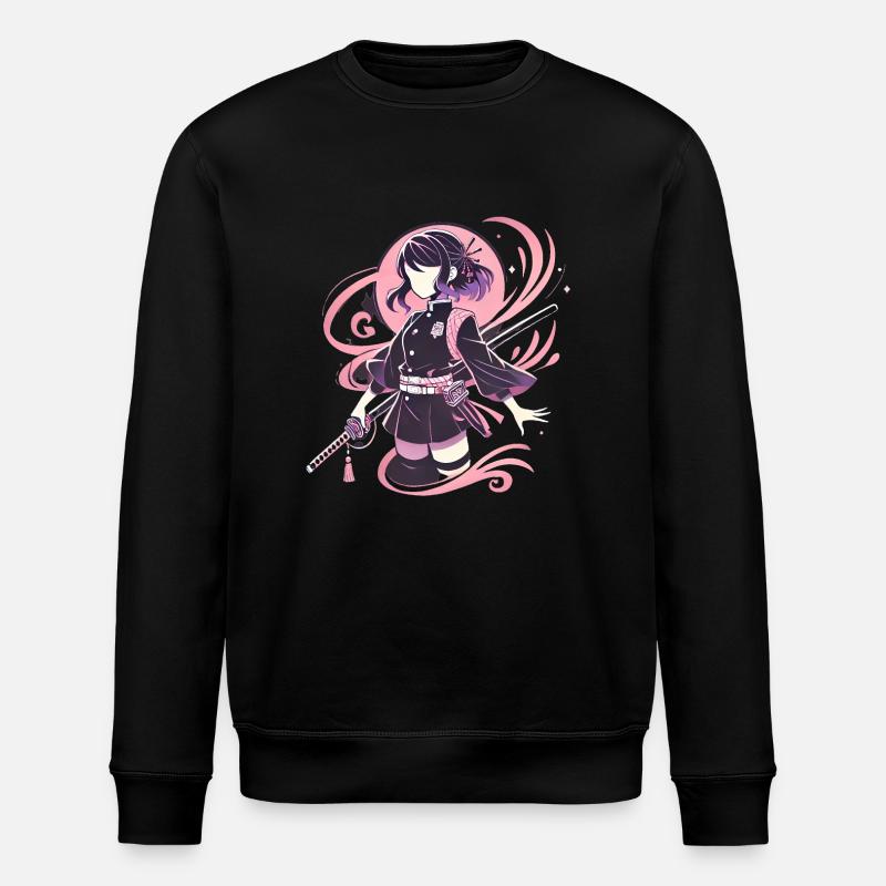Anime Kriegerin Mädchen mit Schwert - Stanley/Stella Unisex Bio-Sweatshirt ROLLER - Schwarz