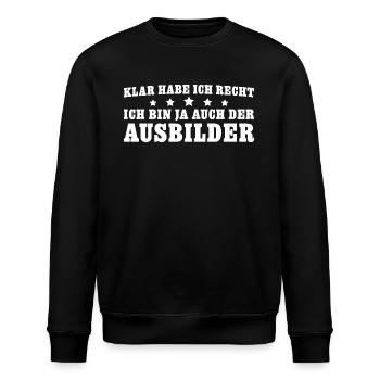 Ausbilder Klar habe ich recht - Stanley/Stella Unisex Bio-Sweatshirt ROLLER - Schwarz - Vorne - Nik (191cm)
