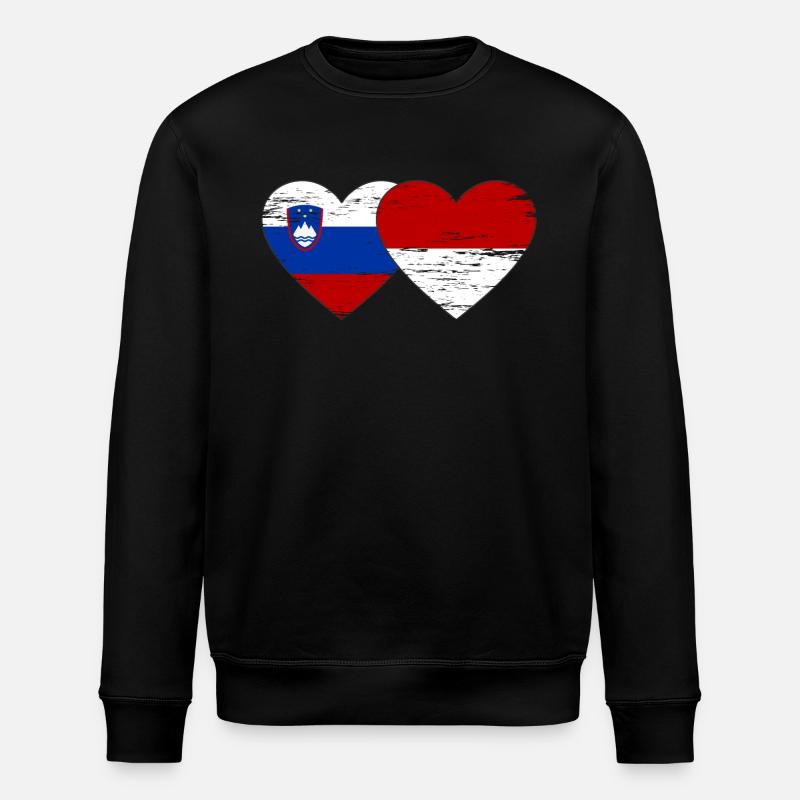 Slovénie Indonésie Drapeau Coeur utilisé - Sweat bio ROLLER Stanley/Stella Unisexe - noir