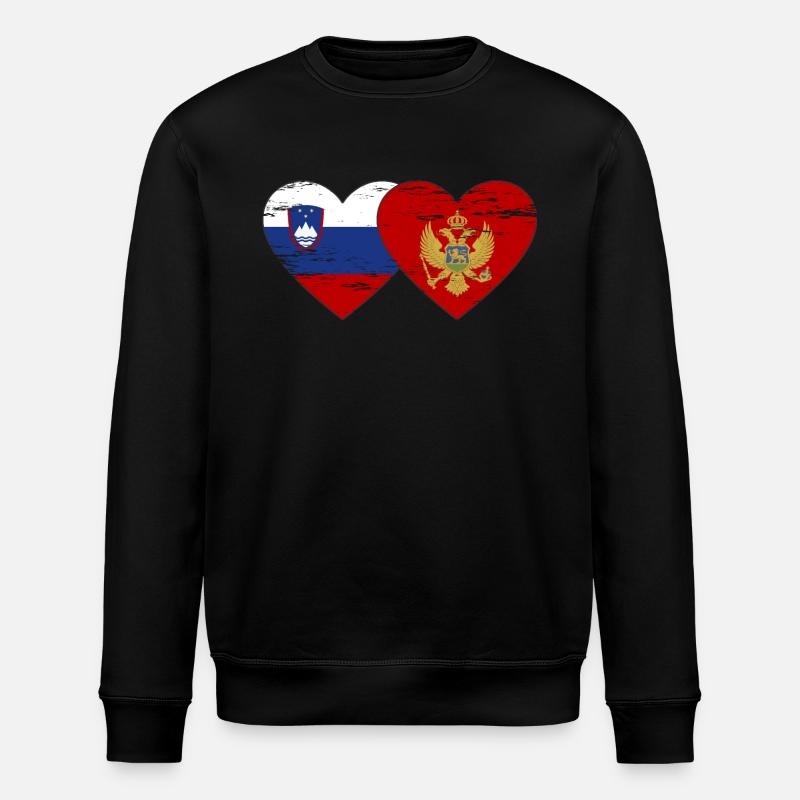 Slovénie Monténégro Drapeau Coeur utilisé - Sweat bio ROLLER Stanley/Stella Unisexe - noir