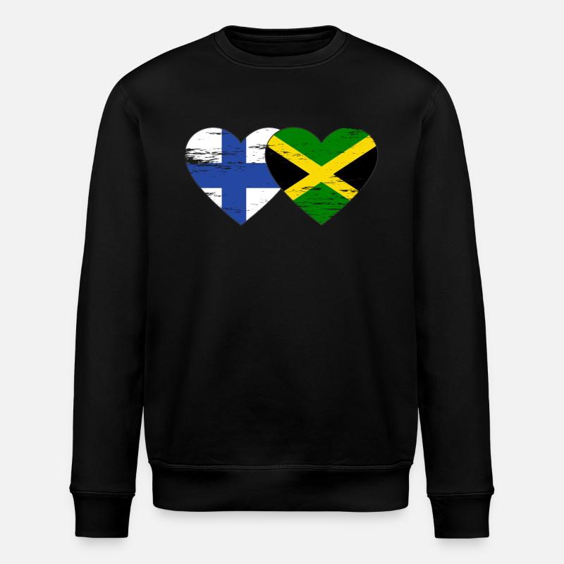 Finlande Jamaïque Drapeau Coeur utilisé - Sweat bio ROLLER Stanley/Stella Unisexe - noir