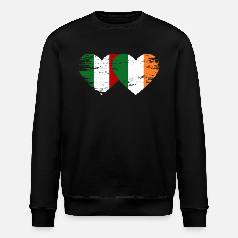 Italie Irlande drapeau coeur utilisé - Sweat bio ROLLER Stanley/Stella Unisexe - noir