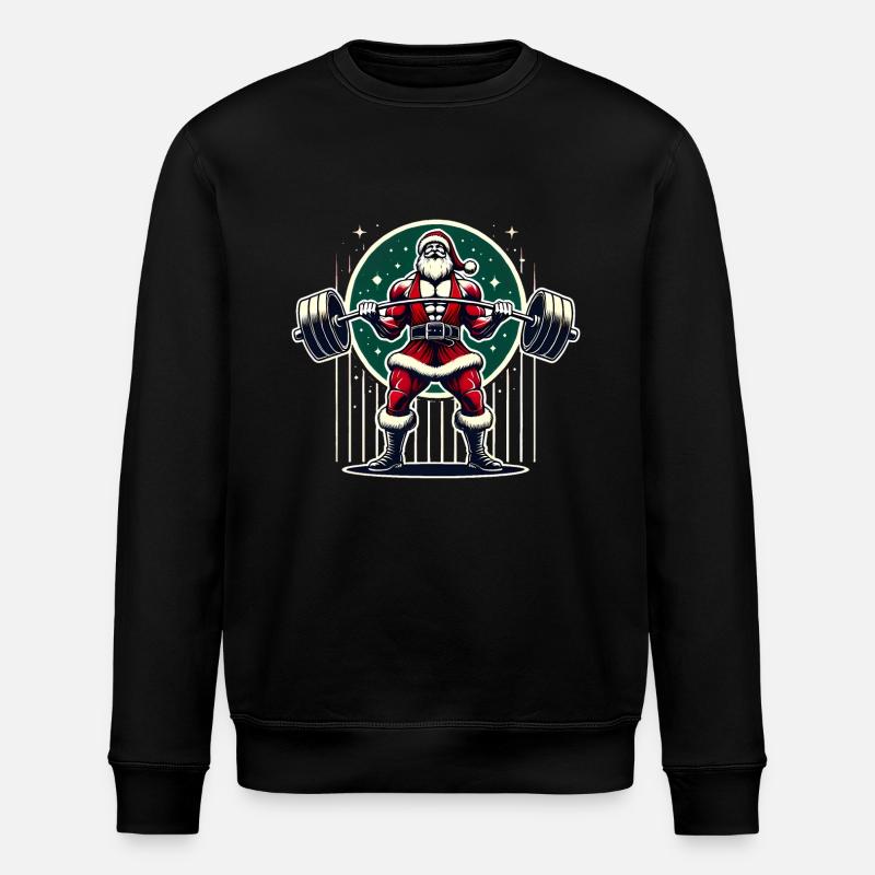 Santas Strong Snatch Powerlifting - Stanley/Stella ROLLER Unisex Organic Sweatshirt - black