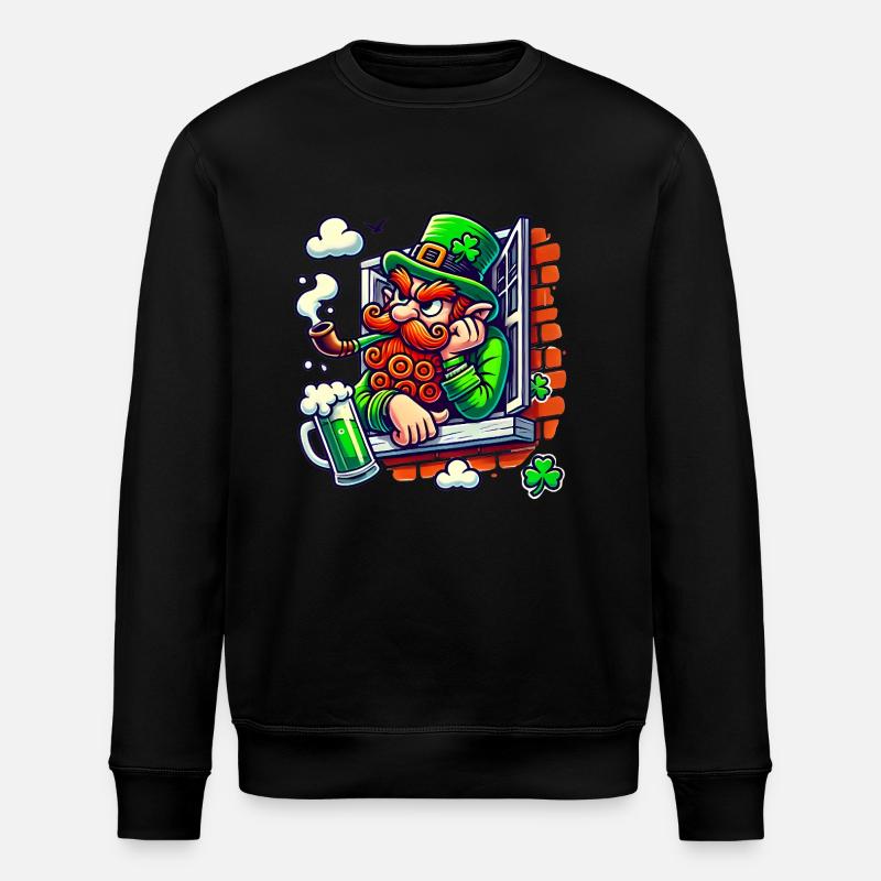 Grumpy Leprechaun Window Sticker - Stanley/Stella ROLLER Unisex Organic Sweatshirt - black