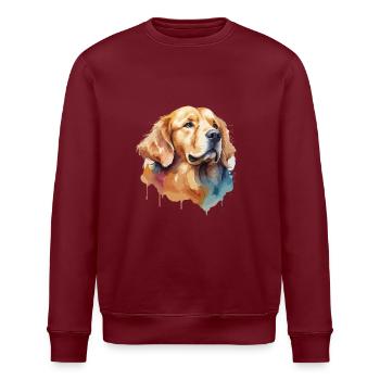 Golden Retriever Hund Coole Aquarelle - Stanley/Stella Unisex Bio-Sweatshirt ROLLER - Burgunderrot - Vorne - Nik (191cm)