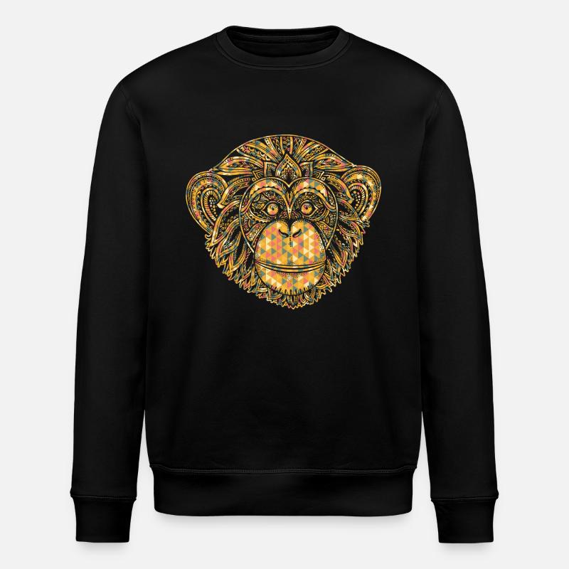 Chimpanzee Geometric - Stanley/Stella ROLLER Unisex Organic Sweatshirt - black
