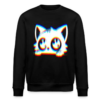 EDM Cat Glitch Style - Stanley/Stella ROLLER Unisex Organic Sweatshirt - black - Front - Nik (191cm)