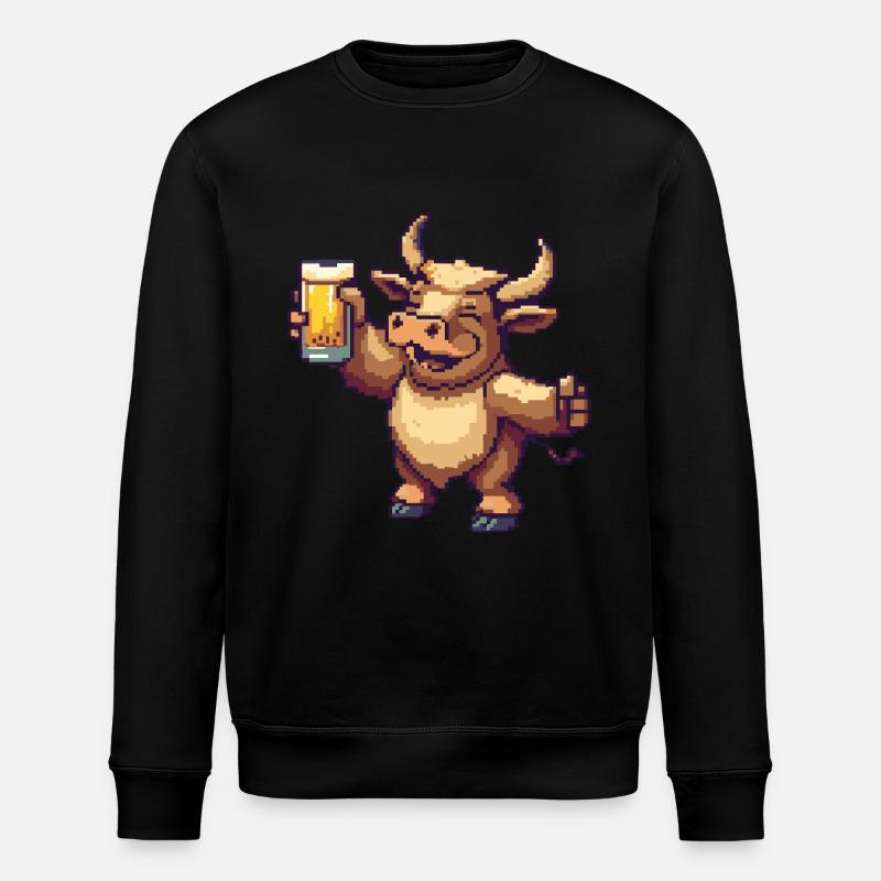 Stier Pixel Bier - Stanley/Stella Unisex Bio-Sweatshirt ROLLER - Schwarz