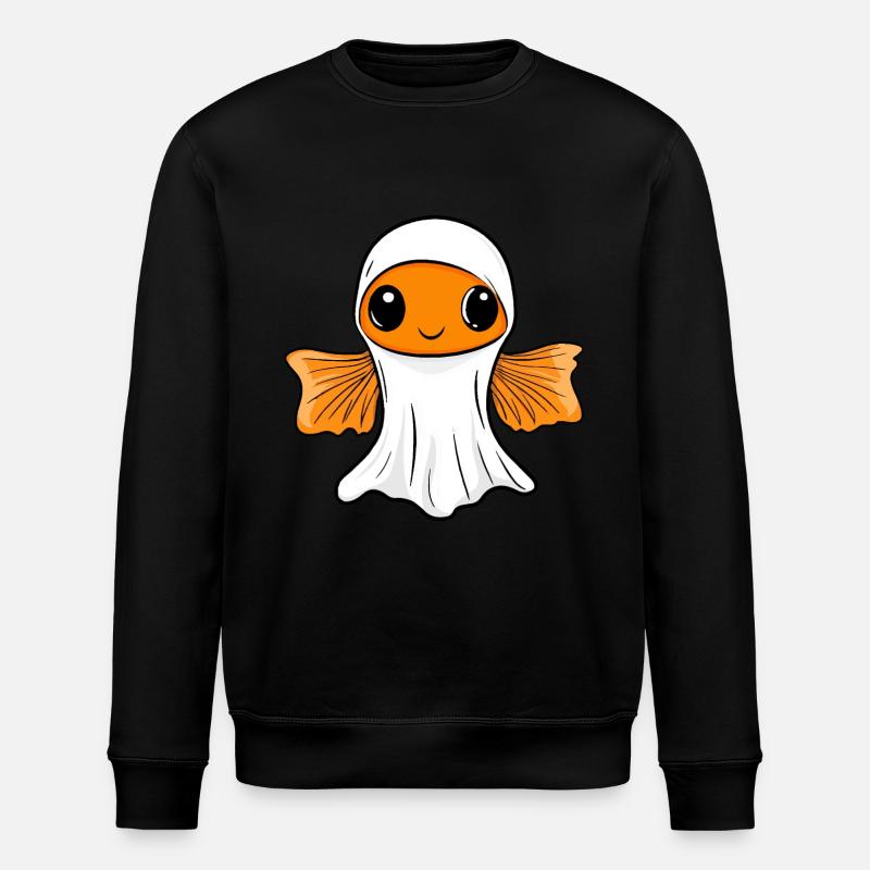 Goldfische Halloween Comic Geist - Stanley/Stella Unisex Bio-Sweatshirt ROLLER - Schwarz