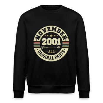 Vintage November 2001 - Birthday November 2001 - Stanley/Stella ROLLER Unisex Organic Sweatshirt - black - Front - Nik (191cm)