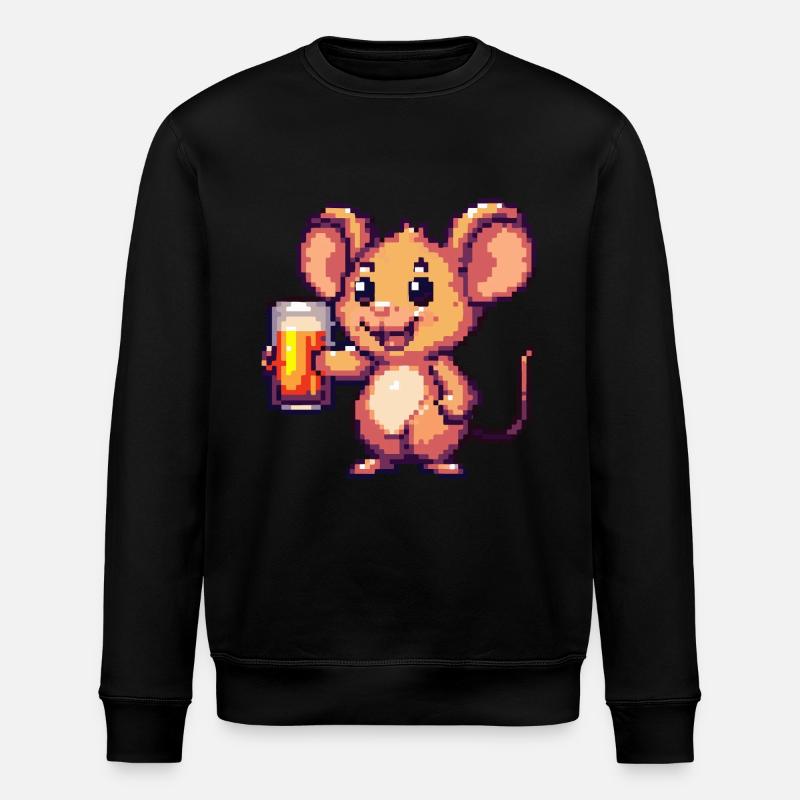 Maus Pixel Bier - Stanley/Stella Unisex Bio-Sweatshirt ROLLER - Schwarz