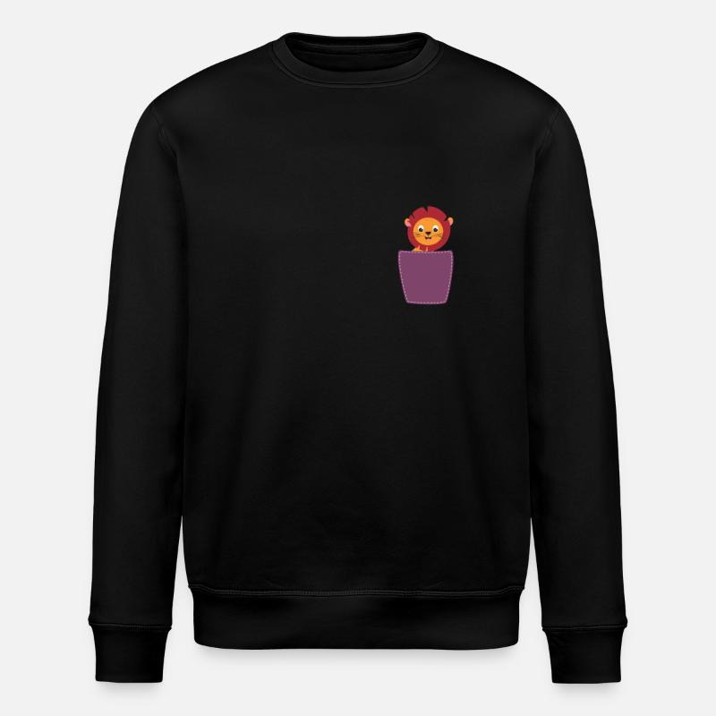 Löwe in der Brusttasche Katze - Stanley/Stella Unisex Bio-Sweatshirt ROLLER - Schwarz