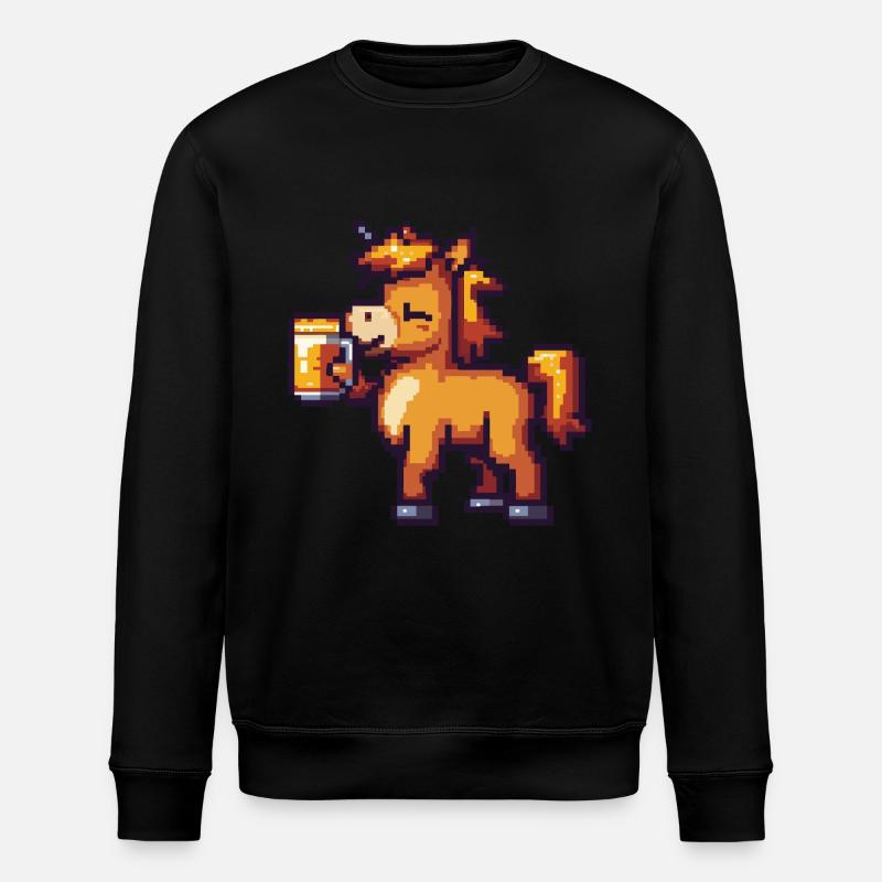 Cheval Pixel Bière - Sweat bio ROLLER Stanley/Stella Unisexe - noir