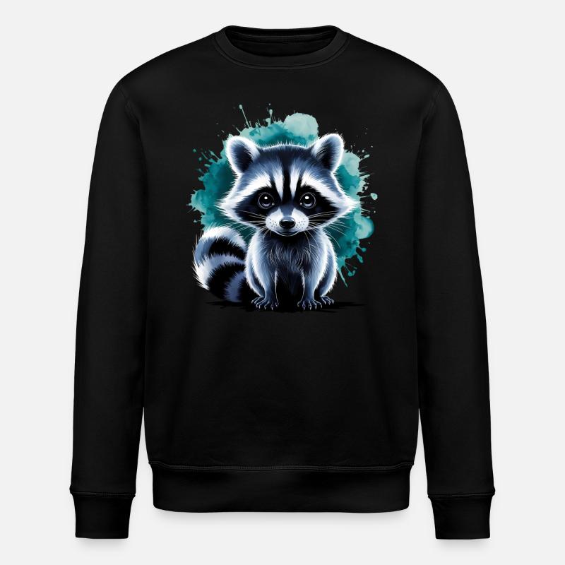Süßer Waschbär - Stanley/Stella Unisex Bio-Sweatshirt ROLLER - Schwarz