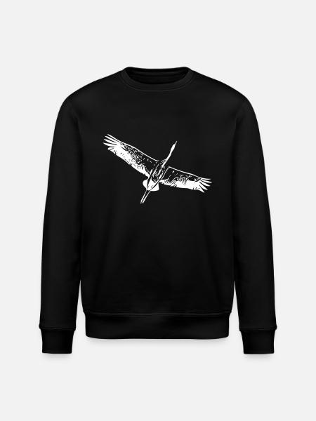 Heron bird in flight - Stanley/Stella ROLLER Unisex Organic Sweatshirt - black