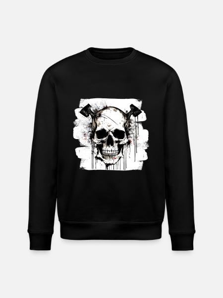 Skull Rocker Heavy Metal Tattoo - Stanley/Stella ROLLER Unisex Organic Sweatshirt - black