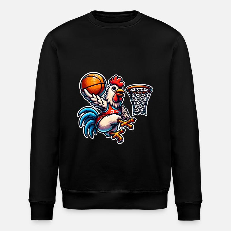 Basketball Chicken - Stanley/Stella ROLLER Unisex Organic Sweatshirt - black