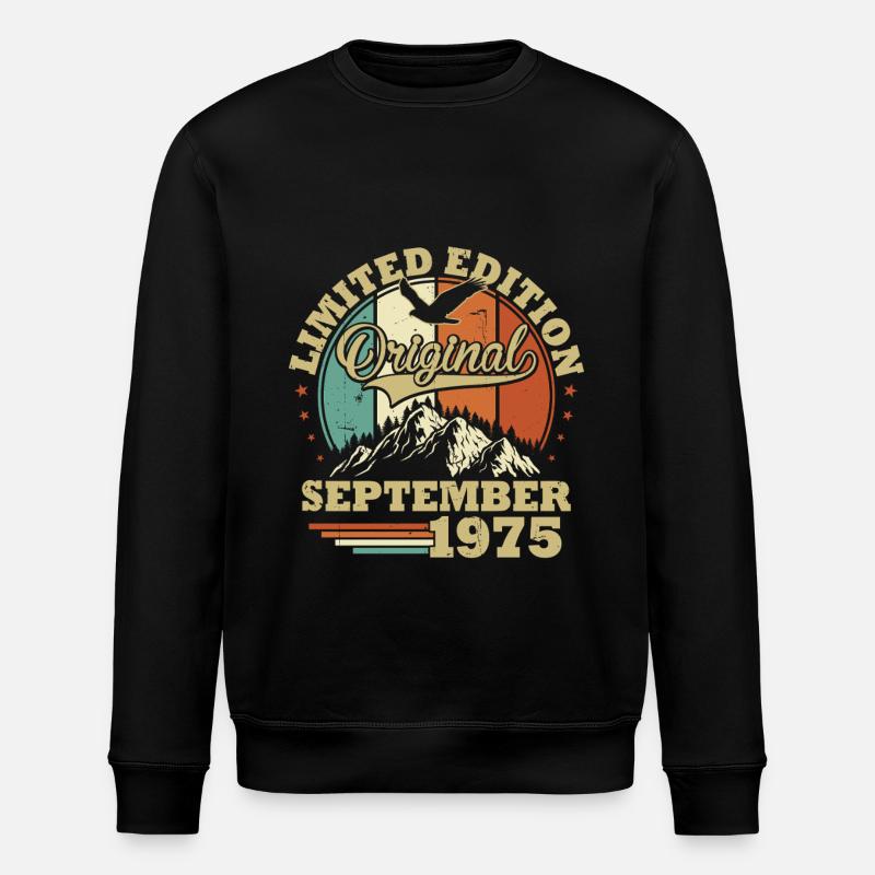 Original September 1975 Vintage Jubiläum Geschenk - Stanley/Stella Unisex Bio-Sweatshirt ROLLER - Schwarz