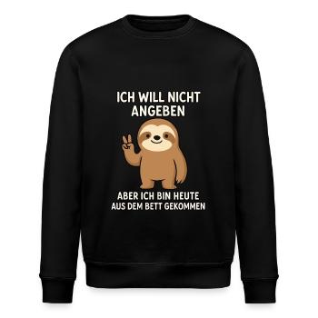 Ich will nicht angeben, bin wach – Faultier - Stanley/Stella Unisex Bio-Sweatshirt ROLLER - Schwarz - Vorne - Nik (191cm)