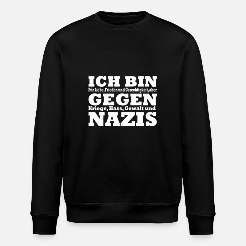 Ich bin gegen Nazis - Stanley/Stella Unisex Bio-Sweatshirt ROLLER - Schwarz