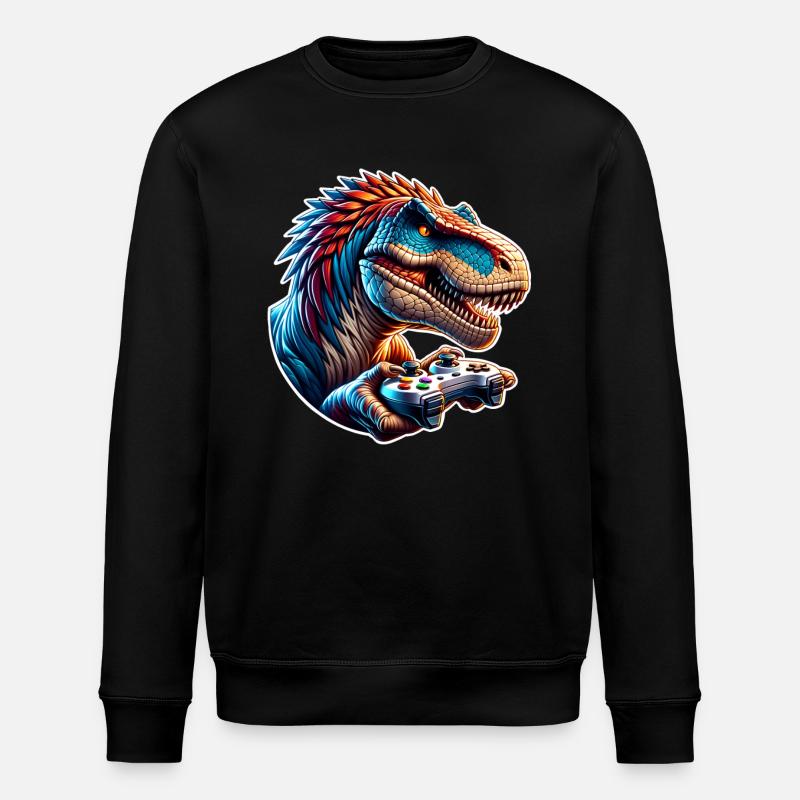 Gaming Dinosaurier T Rex - Stanley/Stella Unisex Bio-Sweatshirt ROLLER - Schwarz