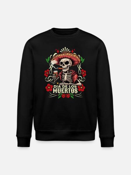 Dia De Los Muertos Skull Skull Tequilla - Stanley/Stella ROLLER Unisex Organic Sweatshirt - black