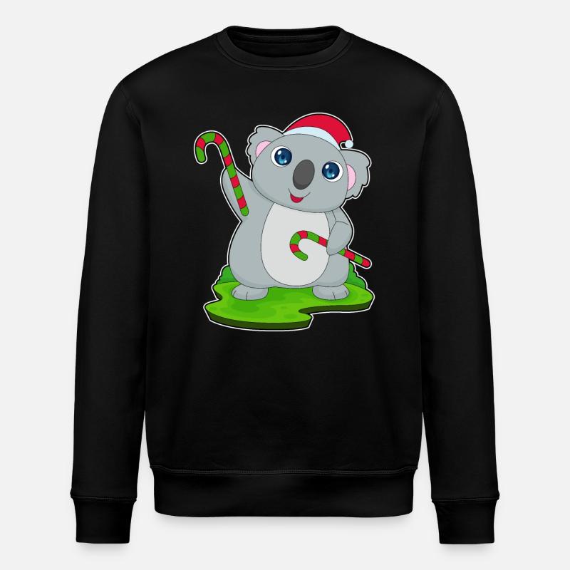 Koala Christmas candy cane - Stanley/Stella ROLLER Unisex Organic Sweatshirt - black