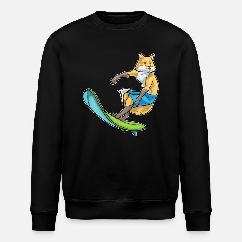 Fox Surfer Surfboard - Stanley/Stella ROLLER Unisex Organic Sweatshirt - black