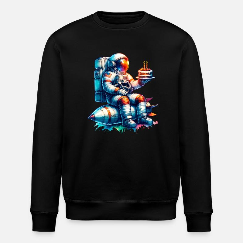 Astronaut Birthday - Stanley/Stella ROLLER Unisex Organic Sweatshirt - black