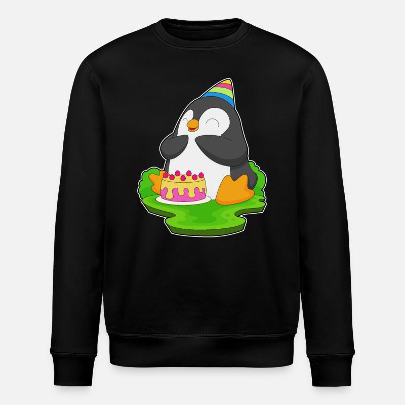 Penguin Birthday Cake - Stanley/Stella ROLLER Unisex Organic Sweatshirt - black