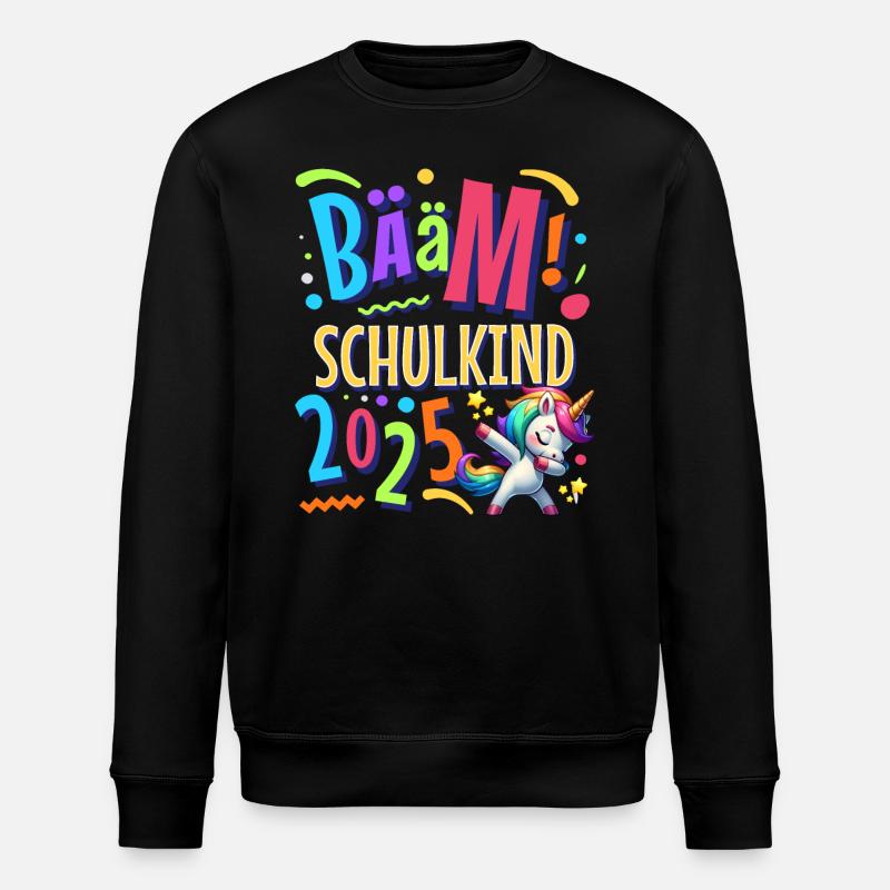 Bääm Schulkind 2025 Einhorn - Stanley/Stella Unisex Bio-Sweatshirt ROLLER - Schwarz