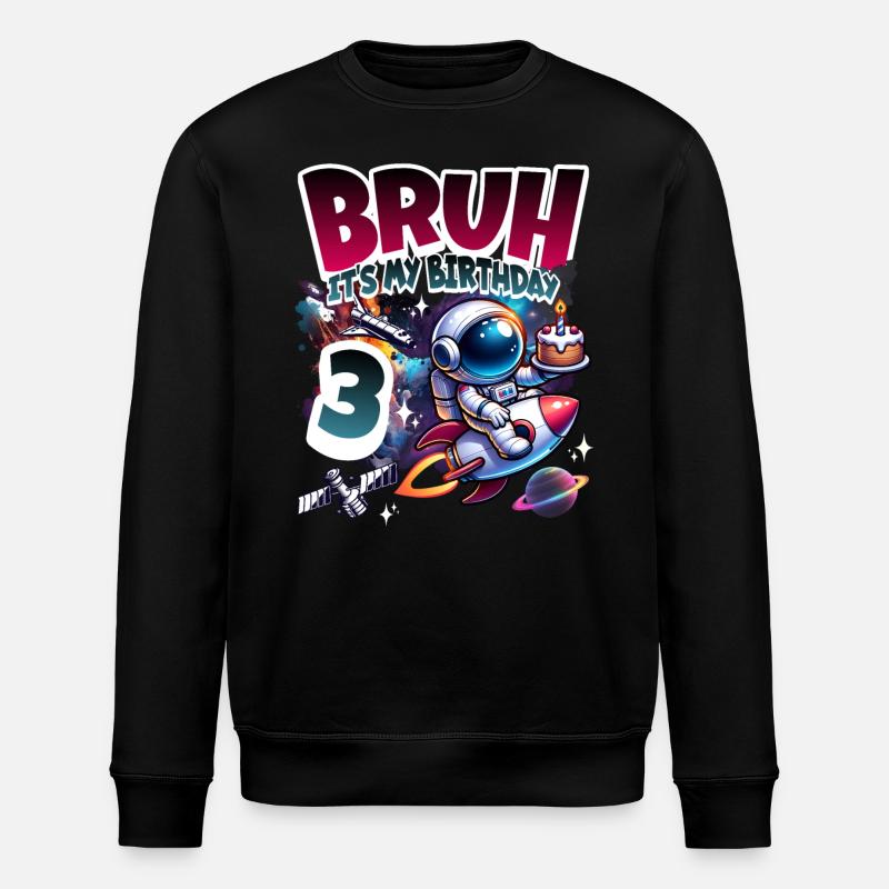 Astronaut 3rd Birthday Space - Stanley/Stella ROLLER Unisex Organic Sweatshirt - black
