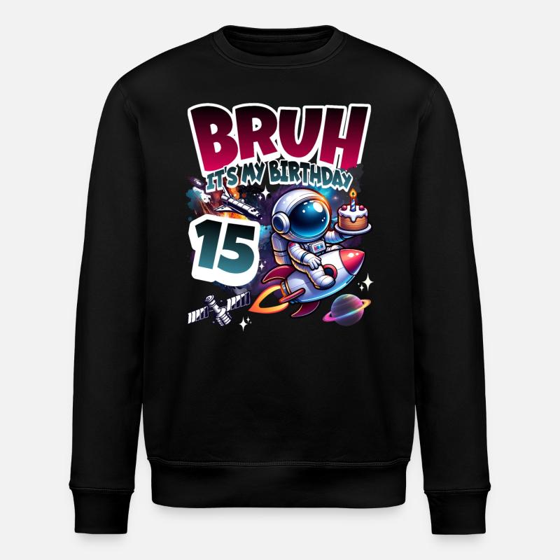 Astronaut 15th Birthday Space - Stanley/Stella ROLLER Unisex Organic Sweatshirt - black