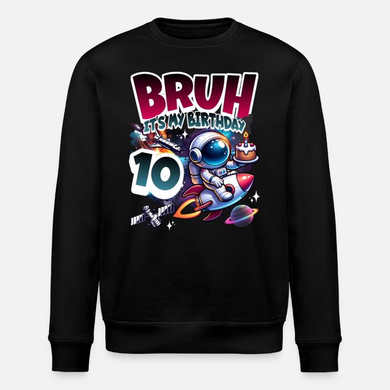 Astronaut 10th Birthday Space - Stanley/Stella ROLLER Unisex Organic Sweatshirt - black