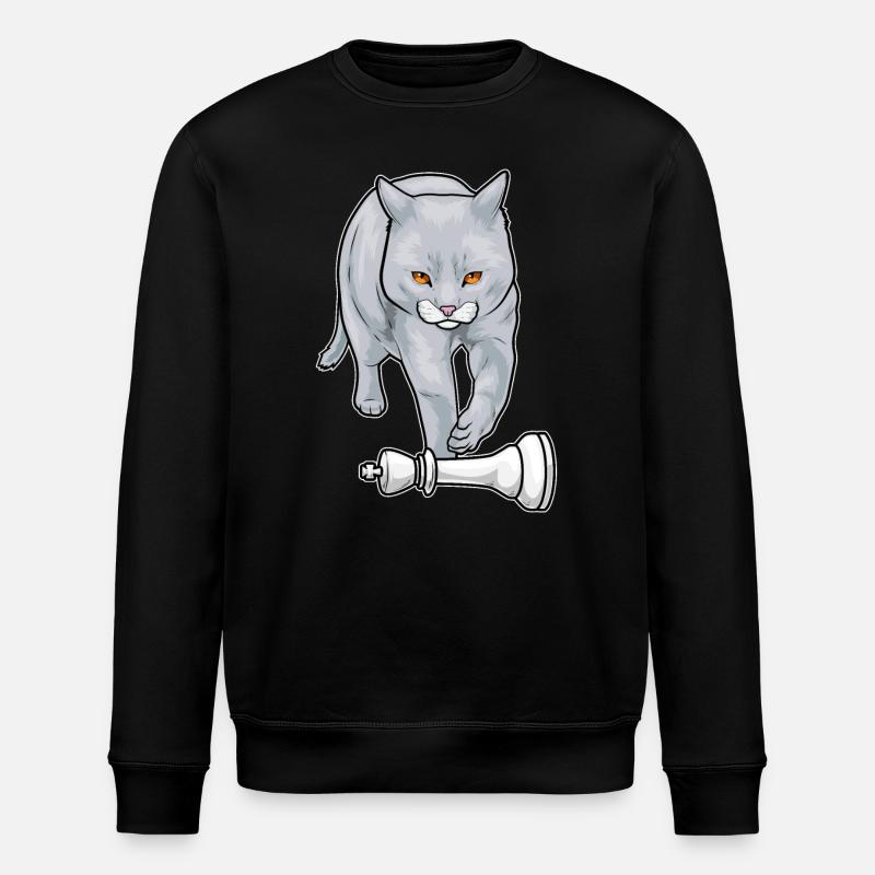 Cat Chess Piece King Chess - Stanley/Stella ROLLER Unisex Organic Sweatshirt - black