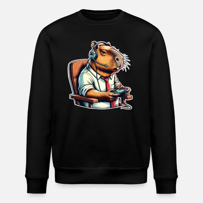 Capybara Gaming Nerd - Stanley/Stella ROLLER Unisex Organic Sweatshirt - black