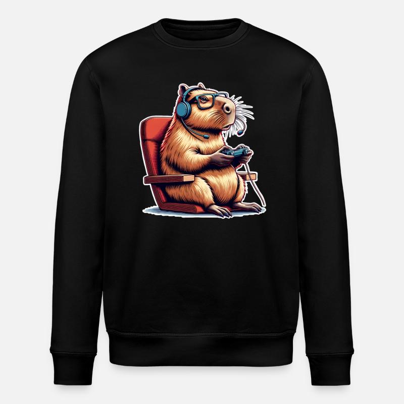 Capybara Gaming Nerd - Stanley/Stella ROLLER Unisex Organic Sweatshirt - black