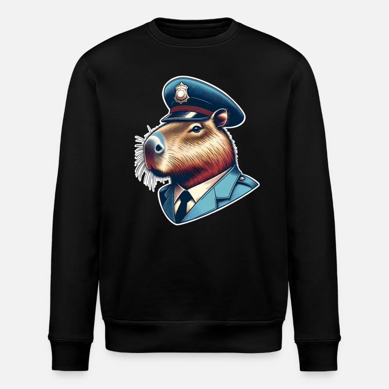 Capybara Polizei - Stanley/Stella Unisex Bio-Sweatshirt ROLLER - Schwarz