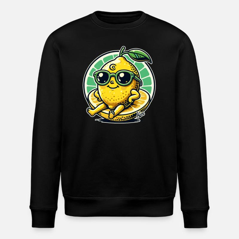 Cool Sunny Happy Lemon - Stanley/Stella ROLLER Unisex Organic Sweatshirt - black