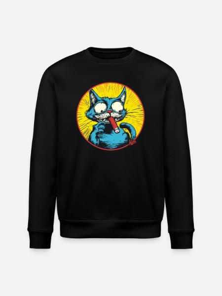 Coole Blaue Antihelden-Katze - Stanley/Stella Unisex Bio-Sweatshirt ROLLER - Schwarz