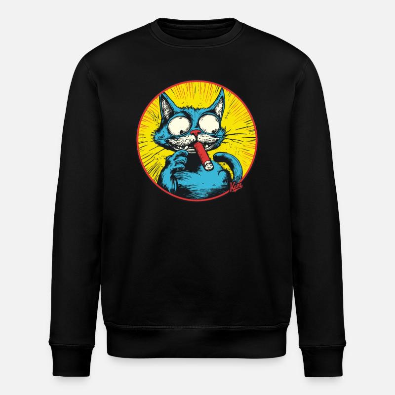 Coole Blaue Antihelden-Katze - Stanley/Stella Unisex Bio-Sweatshirt ROLLER - Schwarz