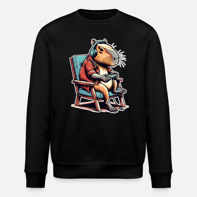 Capybara Gaming Nerd - Stanley/Stella ROLLER Unisex Organic Sweatshirt - black
