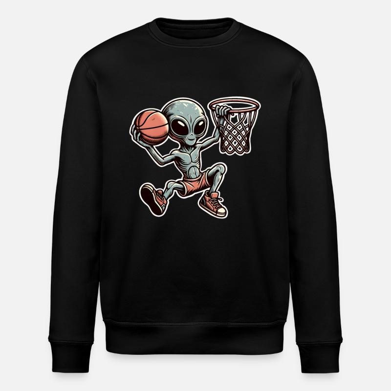 Basketball Dunking Alien - Stanley/Stella ROLLER Unisex Organic Sweatshirt - black