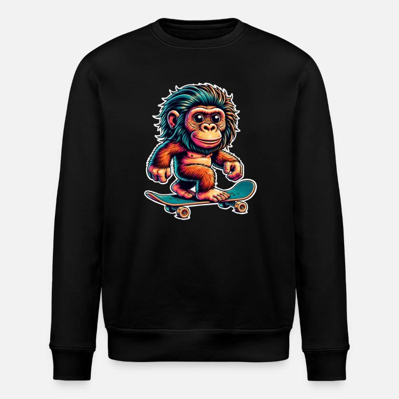 Skateur de skateboard néandertalien - Sweat bio ROLLER Stanley/Stella Unisexe - noir