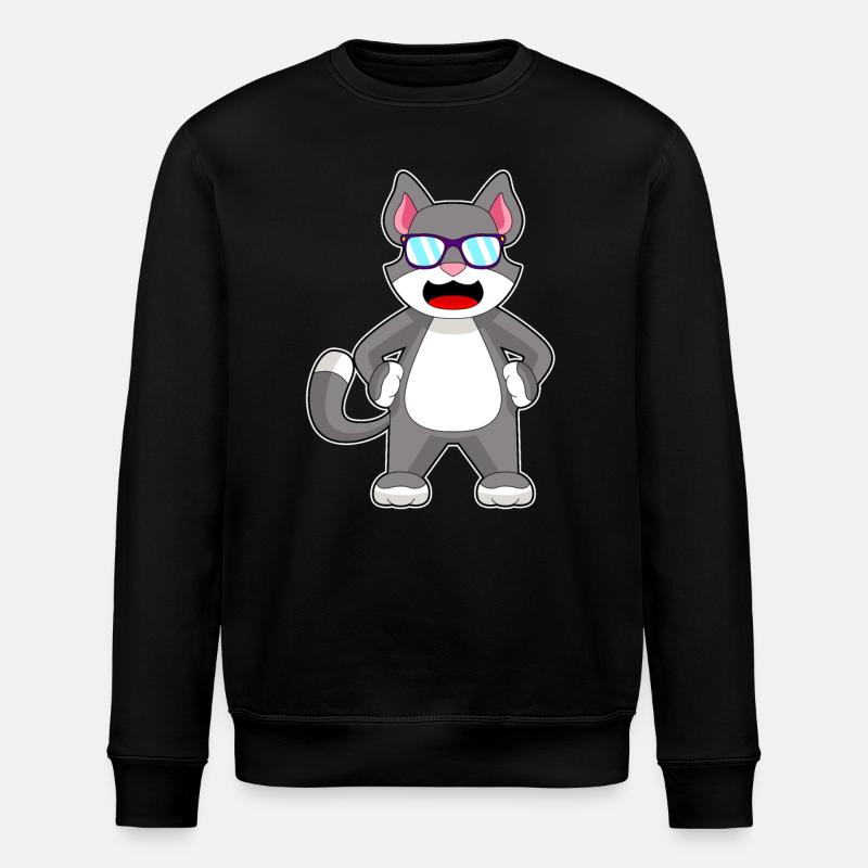 Cat Sunglasses - Stanley/Stella ROLLER Unisex Organic Sweatshirt - black